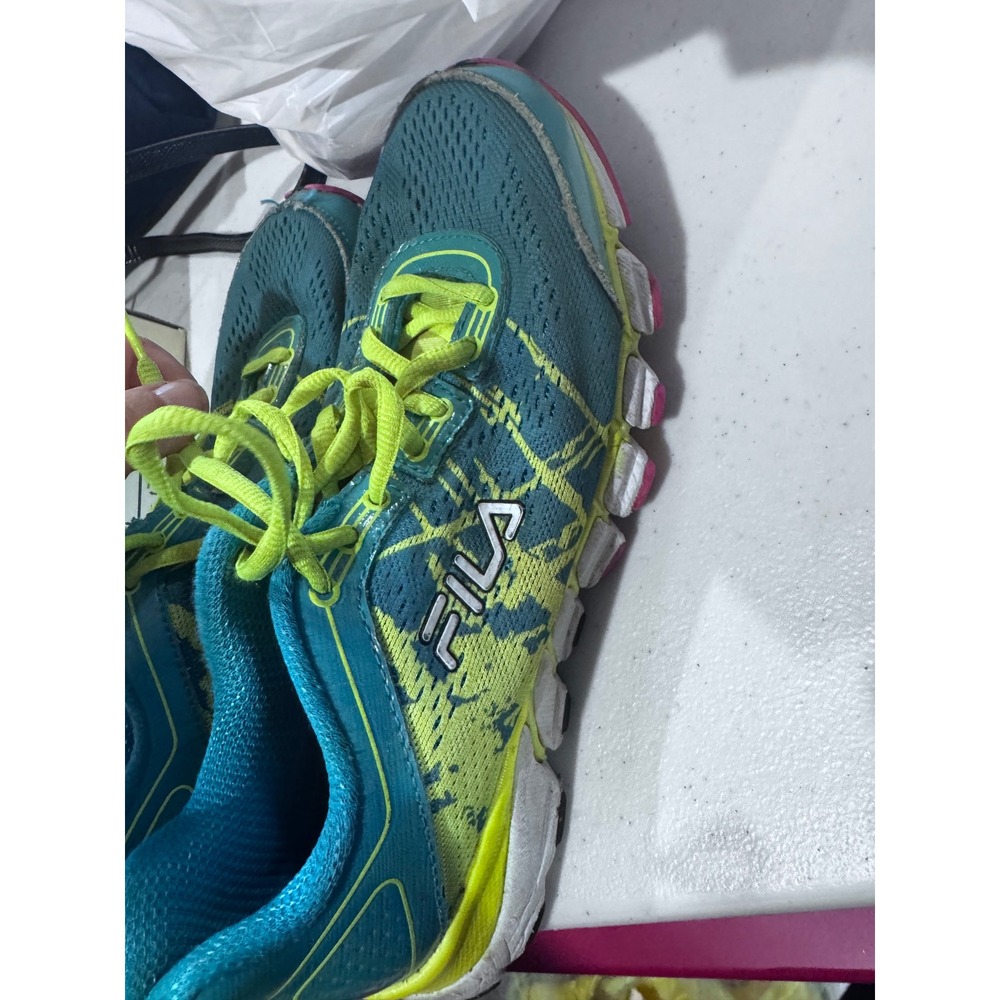 Fila Womens Memory Foam Running Shoes Teal Lime Green Pink 5SR20357-345 Size 7